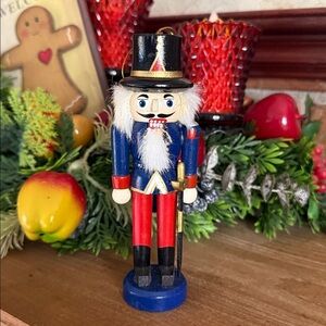 Vintage 1987 Festive Nutcracker Solid Wood Hand Painted Christmas Ornament